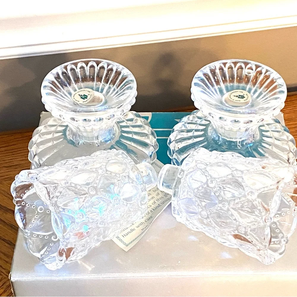 PARTY LITE LIKE NEW QUILTED CRYSTAL PAIR VOTIVE HOLDER CANDLE STICK BALL - Picture 4 of 10